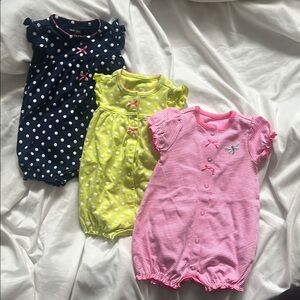 Carter's Kids Bodysuits - Navy, Yellow, Pink